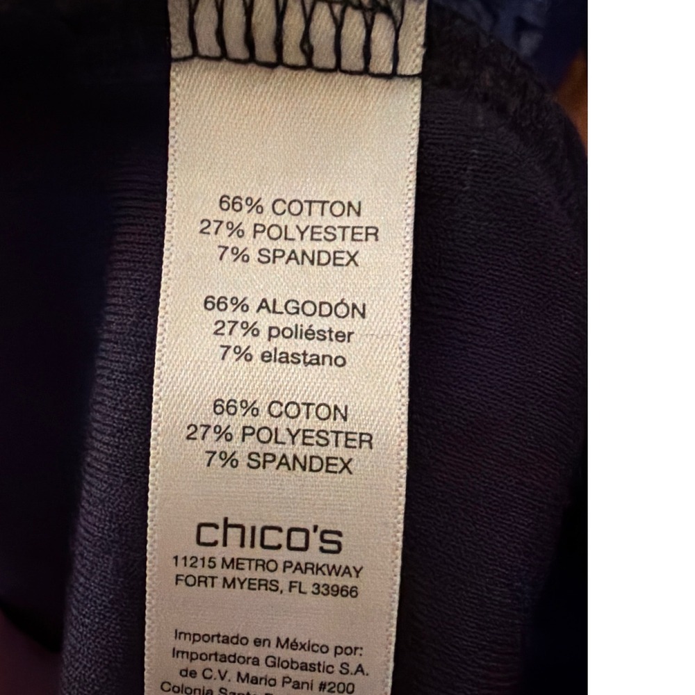 Zenergy by Chicos Black Velvet Leggings Slim Leg Pull On‎ Pants Womens Size 0 S - Picture 3 of 3